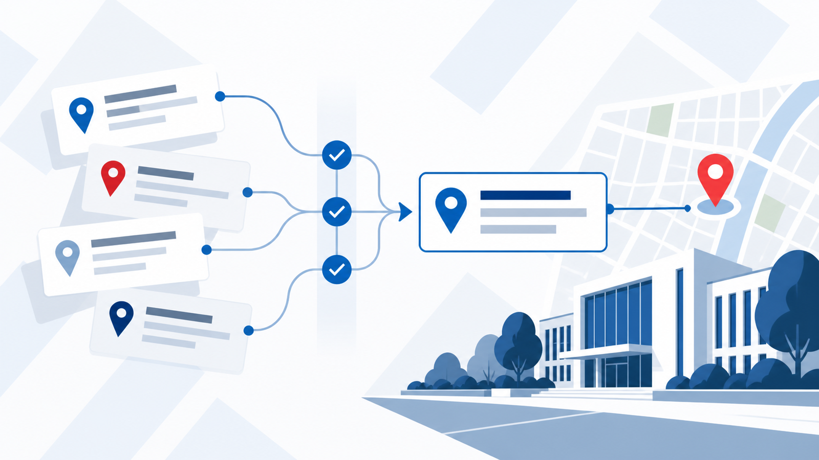 Illustration of address records being checked and standardized