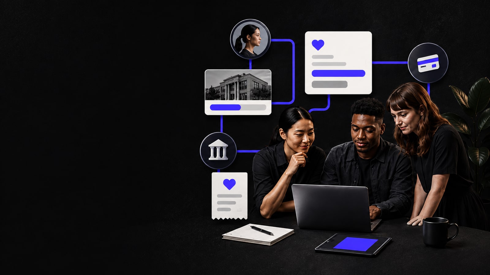 DonorBeam fundraising product with a team and connected giving flow