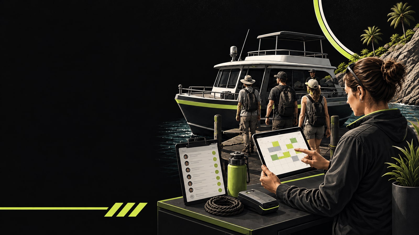 Fair direct-booking product with an excursion operator managing availability